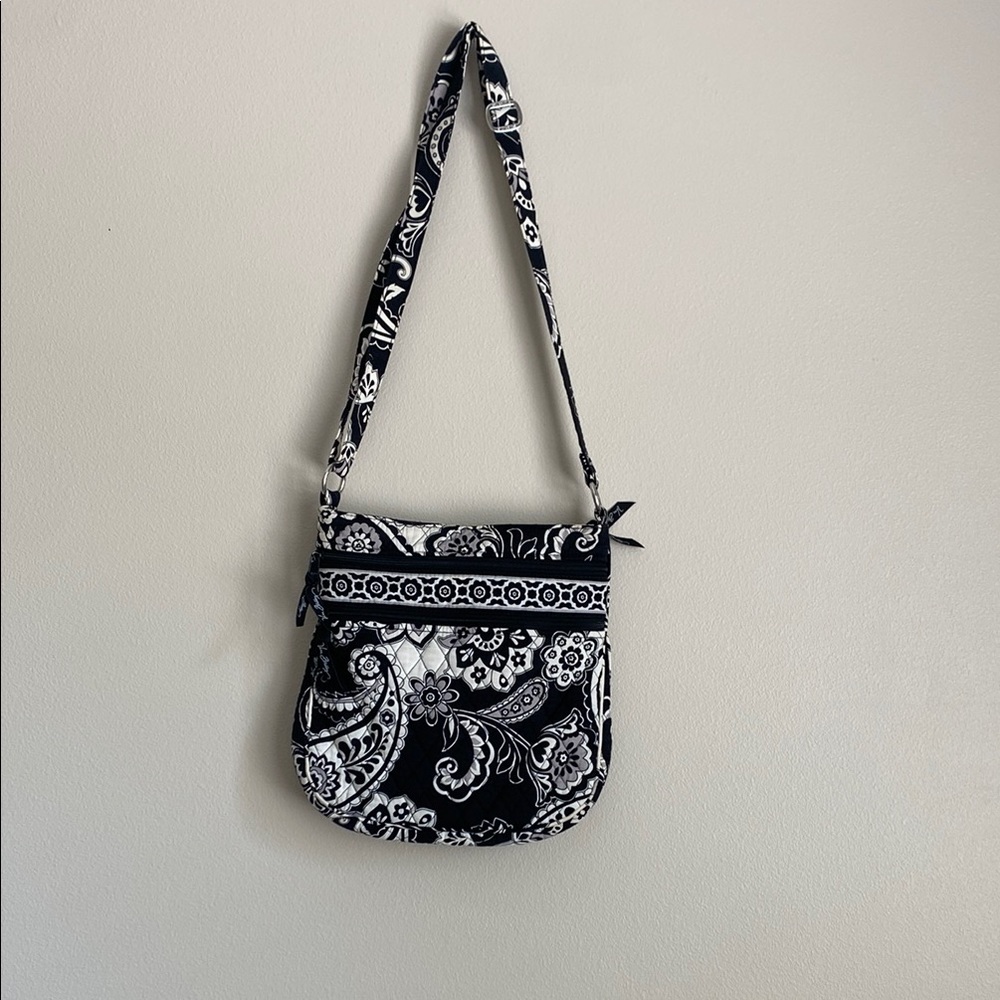 Vera Bradley Black and White Crossbody Bag with Paisley Design